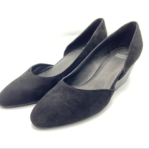 Eileen Fisher Shoes - Eileen Fisher Lily' Black Suede Half-D'Orsay Low